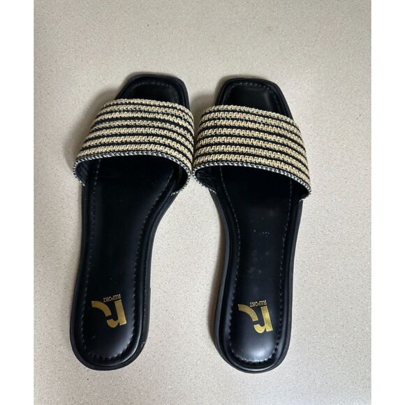 Report Women's Size 11 Woven Black/Tan Slide Sandals - Picture 2 of 3